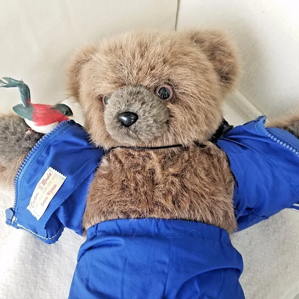 Teddy bear plush tail bird watch outfit shoes blue joggers brown stuffed animal - Picture 3 of 6